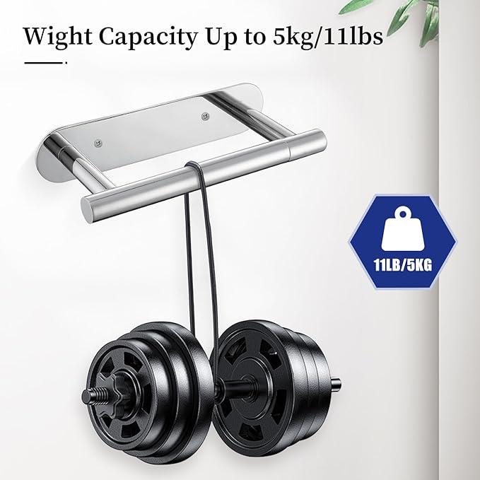 Chrome Toilet Paper Holder, Upgraded SUS304 Stainless Steel Toilet Roll Holder, Modern Double Base Paper Towel Holder Wall Mount for Bathroom, Kitchen, Washroom