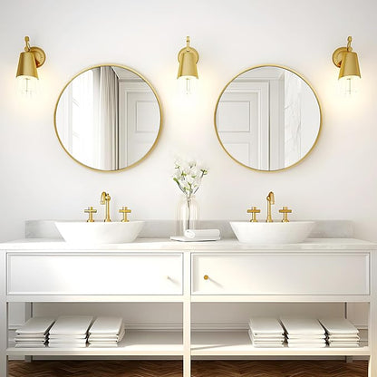 Fabuday Gold Circle Mirror for Bathroom - Small 18 Inch Round Mirror for Wall Decor with Golden Matte Frame, Living Room, Bedroom, Entryway Circular Mirrors