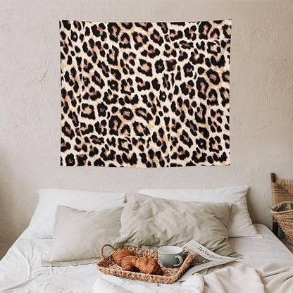 HZOHNAGO Leopard Print Tapestry Rustic Brown Leopard Wild Animal Printed Wall Tapestry Painting Wall Hanging for Bedroom Living Room Dorm 60" W x 50" H