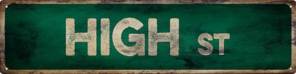 Vintage Tin Sign Retro Metal High Street Signs Stylish Wall Art Plaques for Home Decor Bathroom Kitchen House and Gothic Wall Decor or as a Unique Poster 16x4 in