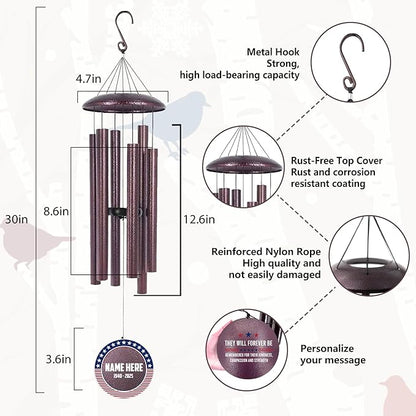 ASTARIN Personalized Wind Chimes for Memorial US Veteran, Deep Tone Wind Chimes for Loss of Loved One Brothers Sisters, Thank You Veteran Solider