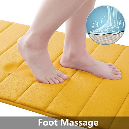 Buganda Memory Foam Bath Mat, 55" x 24", Ultra Soft and Non-Slip Bathroom Rugs, Water Absorbent and Machine Washable Bath Rug Runner for Bathroom, Shower, and Tub, Yellow