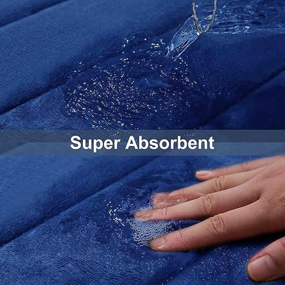 Buganda Memory Foam Bath Mat, 59" x 17", Ultra Soft and Non-Slip Bathroom Rugs, Water Absorbent and Machine Washable Bath Rug Runner for Bathroom, Shower, and Tub, Navy Blue