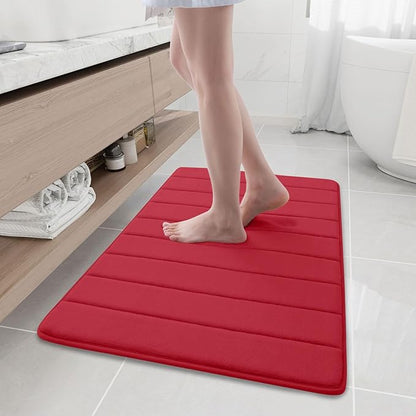 Buganda Memory Foam Bath Mat, 35.4" x 24", Ultra Soft and Non-Slip Bathroom Rugs, Water Absorbent and Machine Washable Bath Rug Runner for Bathroom, Shower, and Tub, Red