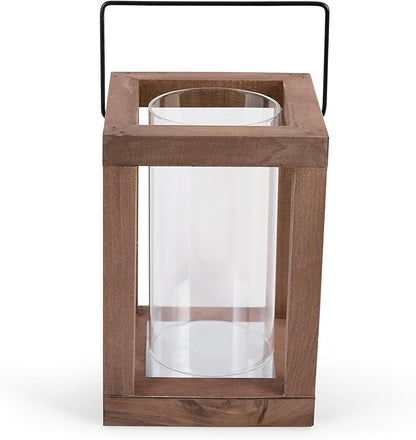 Zingz & Thingz Wooden Candle Lanterns, Decorative Light Home Decor, 9" Tall, Rustic Garden