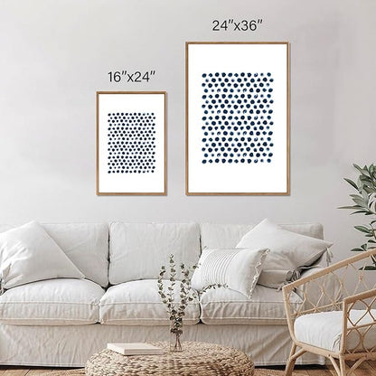 Tinonedraw Navy Blue and White Framed Canvas Wall Art Set, Minimalist Geometric Wall Decor, Neutral Abstract Artwork, Cozy Contemporary Art Prints for Bedroom Living Room Office Above Bed 24"x36"x3
