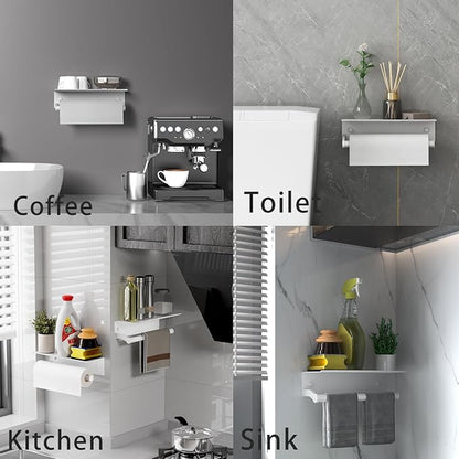 Toilet Paper Holder White, iMonse Toilet Paper Holder Wall Mount,Toilet Paper Holder with Shelf for Bathroom Kitchen RV,with Adhesive & Screw