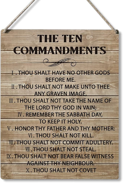 Qious Inspirational Signs Gift Farmhouse the Ten Commandments Thou Shalt Have No Other Gods Before Me Wooden Hanging Sign Rustic Wall Art Home Office Living Room Decoration 10 x 8 Inches…
