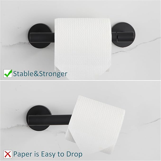 BVL Toilet Paper Holder Matte Black Wall Mount Stainless Steel 304 Large Mega Roll