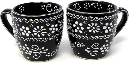 Encantada Handmade Hand-Painted Authentic Mexican Pottery Mugs (1-Pack, Ink)