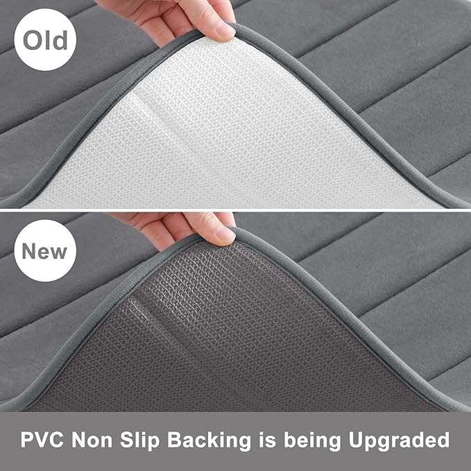 Buganda Memory Foam Bath Mat, 59" x 34", Ultra Soft and Non-Slip Bathroom Rugs, Water Absorbent and Machine Washable Bath Rug Runner for Bathroom, Shower, and Tub, Grey