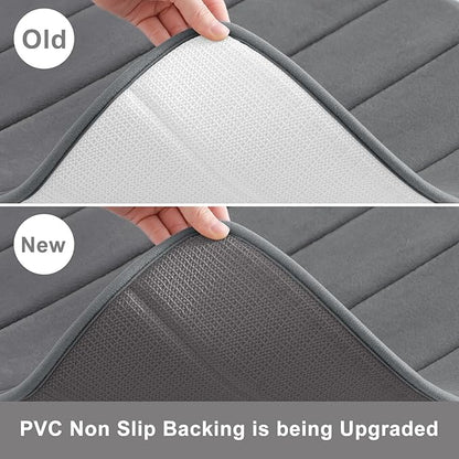 Buganda Memory Foam Bath Mat, 47" x 17", Ultra Soft and Non-Slip Bathroom Rugs, Water Absorbent and Machine Washable Bath Rug Runner for Bathroom, Shower, and Tub, Grey