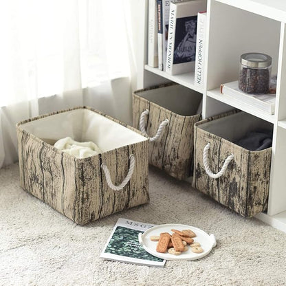 TcaFmac Fabric Storage Basket, Decorative Canvas Storage Bins Baskets for Gifts Empty Tree Stump