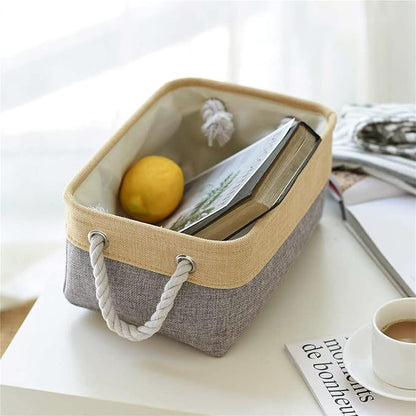 TheWarmHome Small Storage Bins Basket - Small Storage Baskets for Organizing Shelves, Fabric Storage Cubes Organizer for Changing Table Clothes Shoes Sock Towel Dog Toy,Decorative Basket Gift