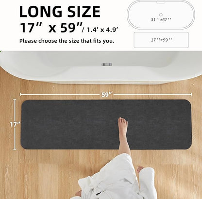 Bath Mat, Bathroom Rugs Non Slip Washable Thin Absorbent Quick Dry Bath Mat Fits Under Door Bathroom Floor Mat Perfect for Bath, Shower, or Sink 17"x59" Dark Grey