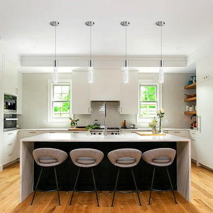 OKELI Modern Pendant Lights,LED Bubble Crystal Kitchen Island Light Fixtures,Chrome Mini Single Pendant Lighting for Kitchen Island,Bar,6W,6000K,ETL,3Pack