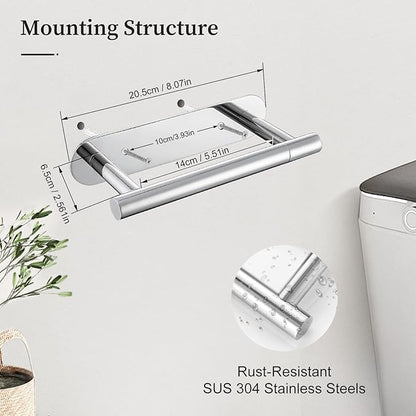 Chrome Toilet Paper Holder, Upgraded SUS304 Stainless Steel Toilet Roll Holder, Modern Double Base Paper Towel Holder Wall Mount for Bathroom, Kitchen, Washroom