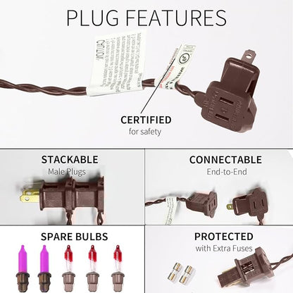 150LIGHTS Purple Extra-Bright with End Connectors Halloween Decorative Lights 9.72m UL Certified Mini String Light Set Waterproof for Halloween Home Garden Christmas Tree Party Patio Wedding