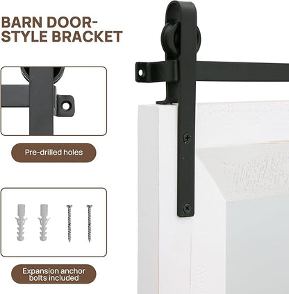 ALBAD Farmhouse Mirror for Wall Decor Wood Framed Bathroom Vanity Mirrors Vertical/Horizontal Hanging Barn Door Style Mirror for Living Room Bathroom Bedroom Entryway White