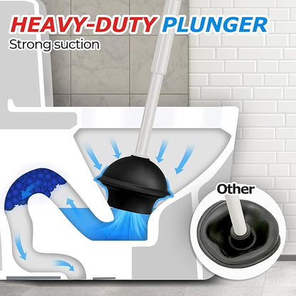 2 in 1 Toilet Plunger and Brush Set,Extended Handle Plunger,Toilet Bowl Brush Plunger Set,Bathroom Cleaning Tools,Cleaning Brush,Toilet Brush Plunger Combo,Cream Grey（21inch）