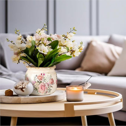 Vintage Planter Large Ceramic Plants Pot Beige Pink European Rose Ice Crack Cottage Scroll Vase Flower Vase Pot Indoor Plants Home Kitchen Decor Farmhouse Antique Decorative Gifts