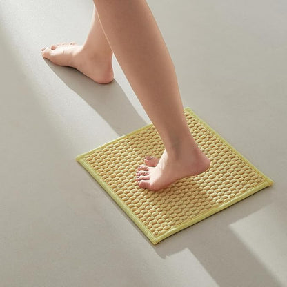 Small Bathroom Rugs, Non Slip Washable Bath Rugs Super Absorbent Bathroom Rug Thin Quick Dry Low Pile Bath Mats, Yellow 12"x12"