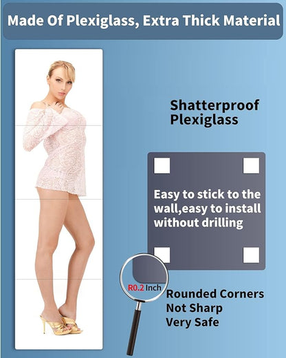 Shatterproof Wall Mirror Full Length for Bedroom, Acrylic Gym Mirrors For Home, Extra Thick: 0.12 inch, 14 x 14 inch x 4 Pcs, Workout Mirrors Safe for Kids, Over The Door, Long Wall Mounted