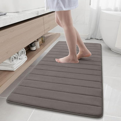Buganda Memory Foam Bath Mat, 60" x 24", Ultra Soft and Non-Slip Bathroom Rugs, Water Absorbent and Machine Washable Bath Rug Runner for Bathroom, Shower, and Tub, Taupe