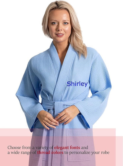 Turkish Linen Waffle Knit Lightweight Kimono Spa & Bath Robes for Women - Quick Dry - Soft