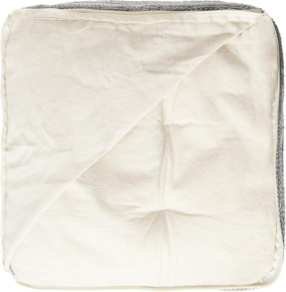 REDEARTH · Tufted Pouf Ottoman with Filler Textured Storage Cube Bean Bag Pouffe Footrest for Living Room, Bedroom, Nursery, Kidsroom; 100% Cotton (17.5"X17.5"X17.5", Melange Delight Gray)