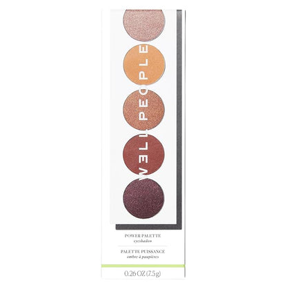 Well People Power Palette Eyeshadow, Five Long-wear, Hyper-pigmented Matte & Shimmer Shades For Intense Color, Vegan & Cruelty-free, Sepia