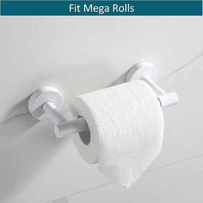 BVL Toilet Paper Holder Matte White Wall Mount Stainless Steel 304 Large Mega Roll