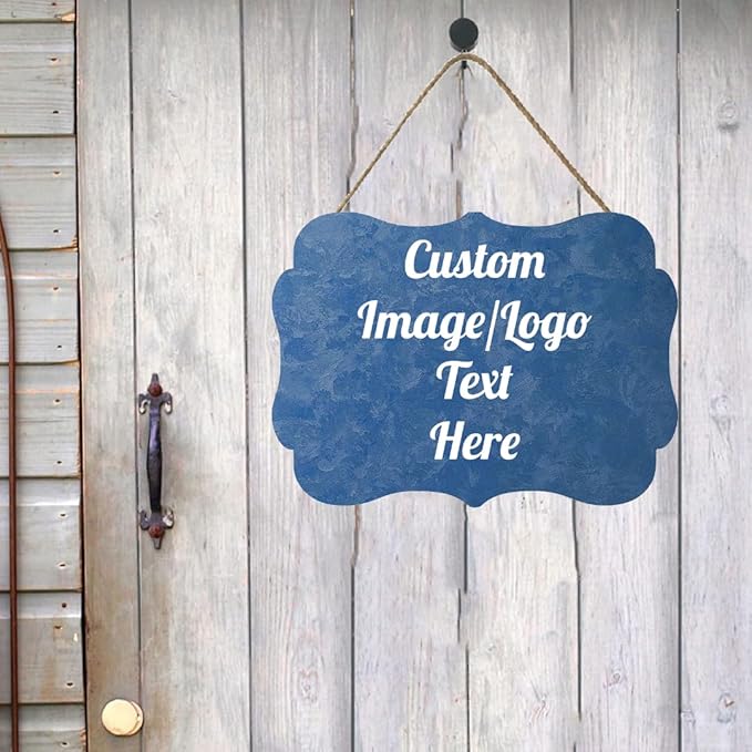 Personalized Wooden Welcome Sign - Customized Image/Text Hanging Door Sign Farmhouse Decor for Home Office - 11.2 * 8 Inch