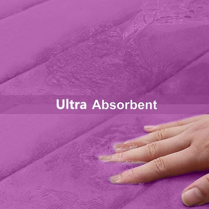 Buganda Memory Foam Bath Mat, 44" x 24", Ultra Soft and Non-Slip Bathroom Rugs, Water Absorbent and Machine Washable Bath Rug Runner for Bathroom, Shower, and Tub, Violet