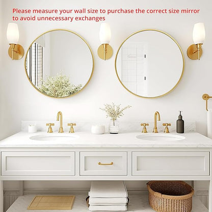 Fabuday Round Gold Mirror for Wall - 20 Inch Circle Mirror for Bathroom, Living Room Decor, Metal Golden Framed Small Circular Mirror
