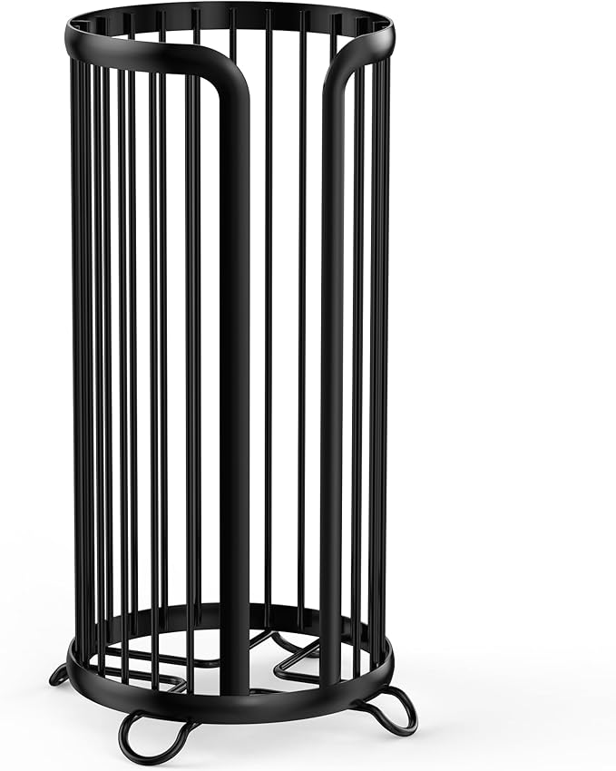 Toilet Paper Holder Stand, Freestanding Toilet Tissue Organizer, Minimalistic Storage Solution, Reserve Mega Rolls-Modern Black