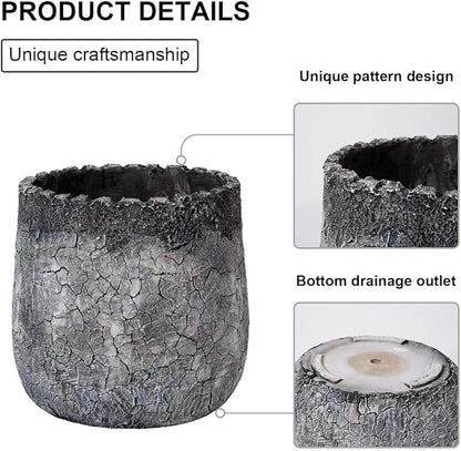 Craft flowerpots 18"+13"+19" Dia Round Concrete Planter Set of 3 Large Outdoor/Indoor Planter Pots Containers with Drainage Holes and Rubber Plug for Home Garden (Dark Gray, Large)