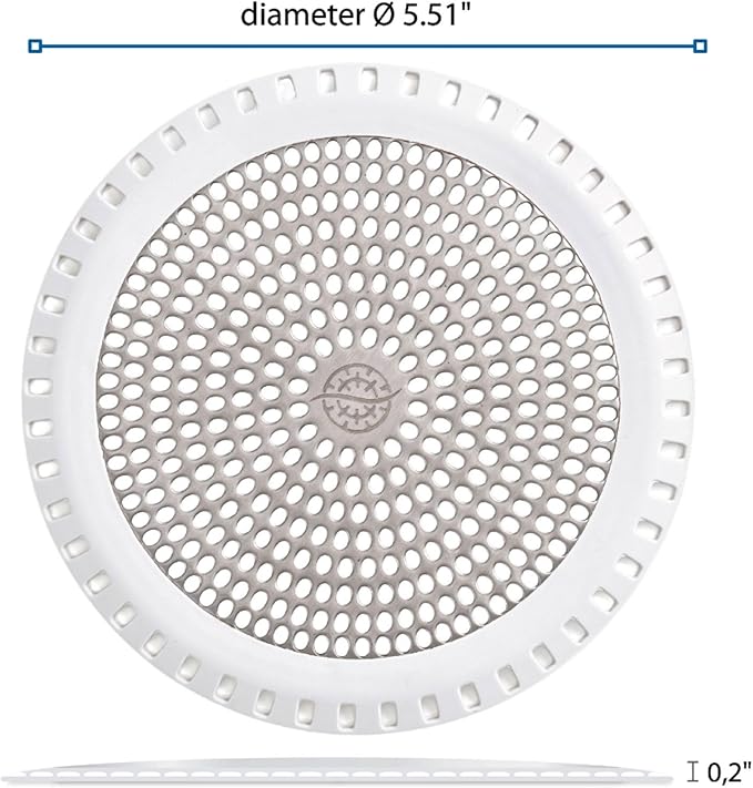 Shower Drain Hair Catcher – Ultra ShowerRing 5" Drain Cover for Flat & Domed Floors | Stainless Steel Hair Trap with Silicone Rim | High-Flow Strainer Prevents Clogs - White