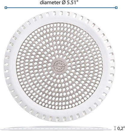 Shower Drain Hair Catcher – Ultra ShowerRing 5" Drain Cover for Flat & Domed Floors | Stainless Steel Hair Trap with Silicone Rim | High-Flow Strainer Prevents Clogs - White