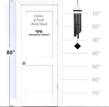 Woodstock Chimes Pluto Wind Chime for Outside 37" Black Wood Medium Tone Sound for Outdoor Garden, Patio, Porch Decor Gifts, Encore Collection, DCKK37