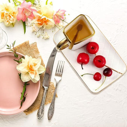 Zubebe 1 Set Coffee Mug Elegant Handbag Shaped Cup Modern Ceramic Purse Mug with Spoon and Saucer, 10oz Cute Creative Tea Cup for Office Home Woman Girls Gift (White)