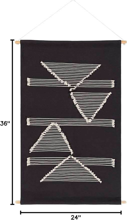 Mark&Day Wall Art, Hohenzell Modern Farmhouse Black Macrame Tapestry Wall Hanging for Living Room, Bedroom, Office or Kitchen (36"H x 24"W)