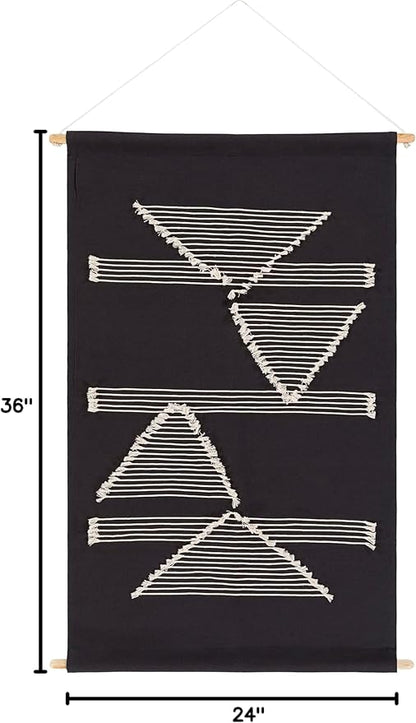 Mark&Day Wall Art, Hohenzell Modern Farmhouse Black Macrame Tapestry Wall Hanging for Living Room, Bedroom, Office or Kitchen (36"H x 24"W)