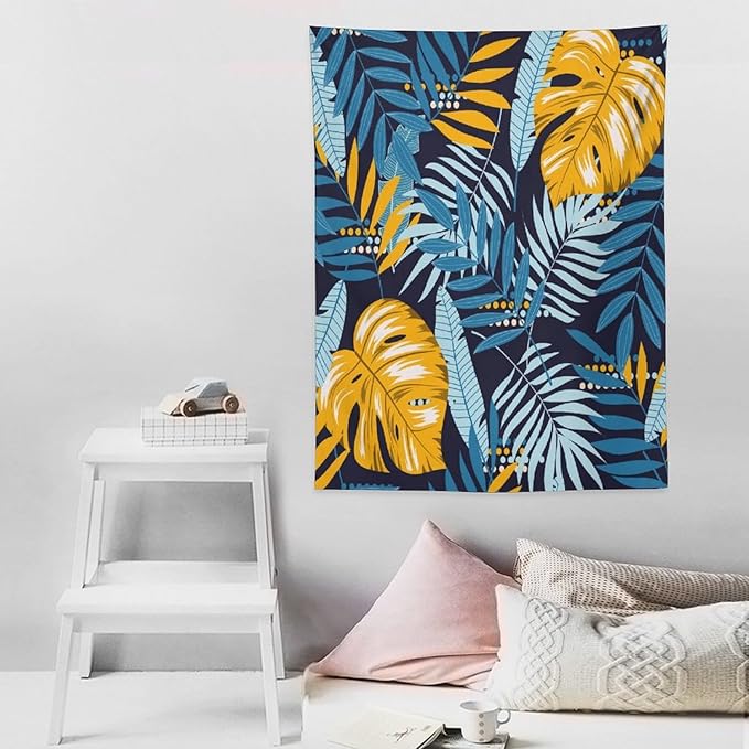 ICMOLYYENLO Palm Leaf Tapestry Wall Hanging, Tropical Leaves Plant Jungle Green Hawaiian Art Home Decor for Guest Bedroom Living Room Dormitory 40x60 Inch