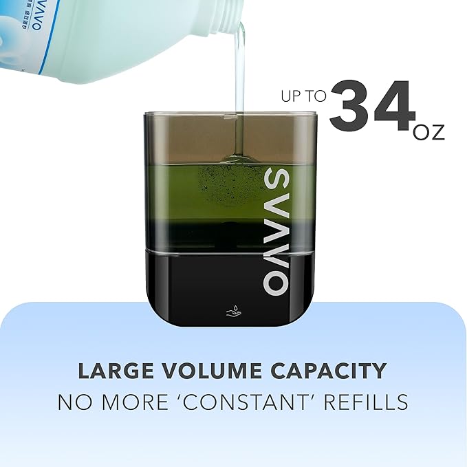 SVAVO Automatic Soap Dispenser Touchless, Hand Soap Dispenser Wall Mount, Electric Sensor Battery Operated for Offices Home Kitchen Bathroom Hotel Restaurant Commercial, 34fl.oz/1000ml Black
