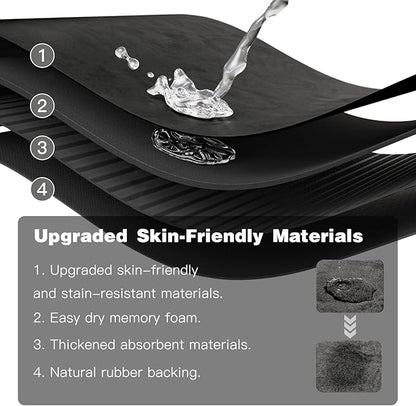 Bath Mat, Bathroom Rugs Non Slip Washable Thin Absorbent Quick Dry Bath Mat Fits Under Door Bathroom Floor Mat Perfect for Bath, Shower, or Sink 20"x48" Black