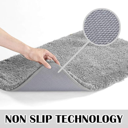 Suchtale Rug Non Slip Bath Mat (16 x 24, Grey) Water Absorbent Soft Microfiber Shaggy, Machine Washable Bath Rug for Bathroom Thick Plush Rugs for Shower