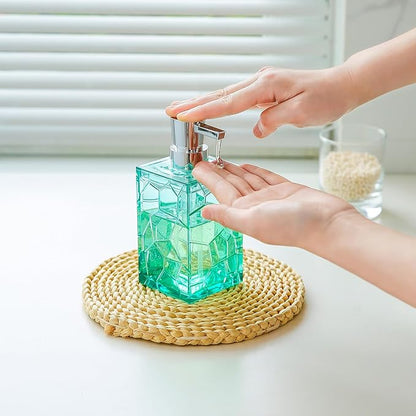 Clear Acrylic Bathroom Accessories Set - Rust-Free, Transparent Design - Includes Soap Dispenser, Toothbrush Holder, Cup, Soap Dish, and Toilet Brush 5-Piece (Teal Blue)