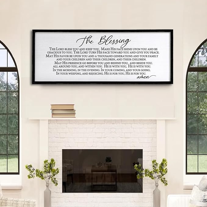 The Blessing Christian Song Lyrics Wall Decor 32"×12" Bible Verse May The Lord Bless You Scripture Wall Art Sign (Black)
