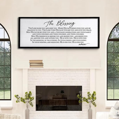 The Blessing Christian Song Lyrics Wall Decor 32"×12" Bible Verse May The Lord Bless You Scripture Wall Art Sign (Black)